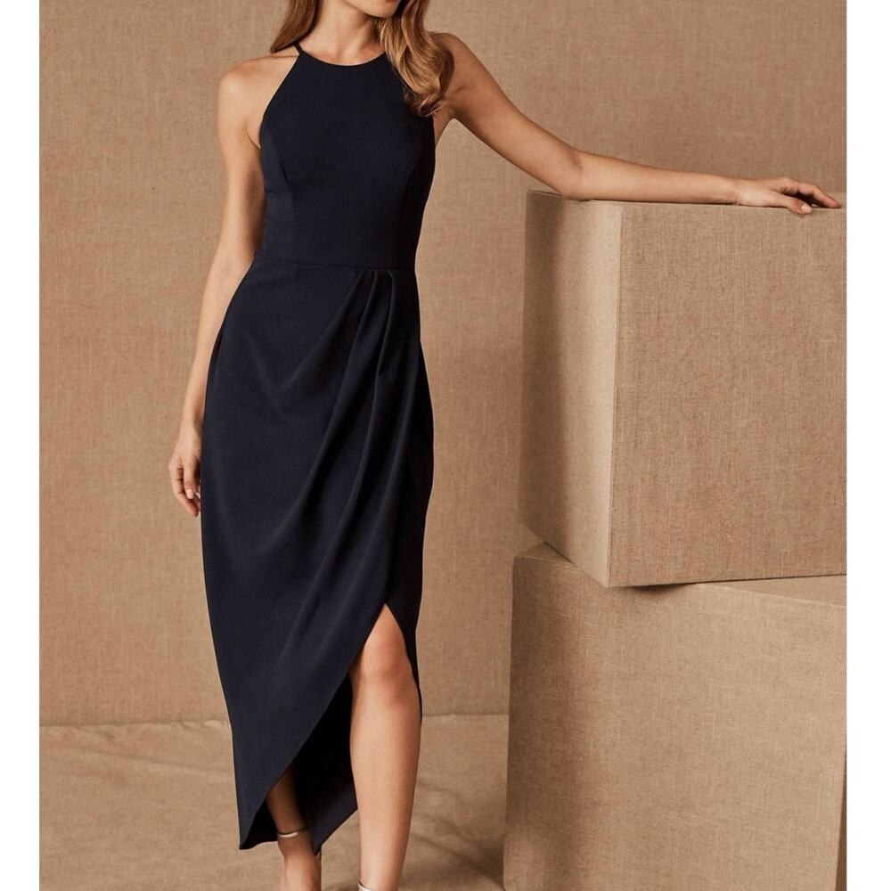 BHLDN Marceau Black High Low Tulip Skirt Midi Dress Bridesmaid Event Dress 14
